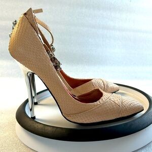 Tamar Rhinestone Heels Stiletto Nude NYE Going Out vega’s silver jewel